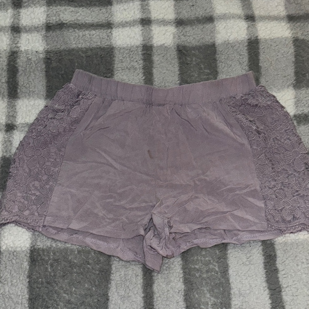 Lace Trim Purple Sleep Shorts